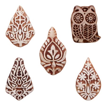 Set of 5 Piece New Mix Wooden Printing Blocks